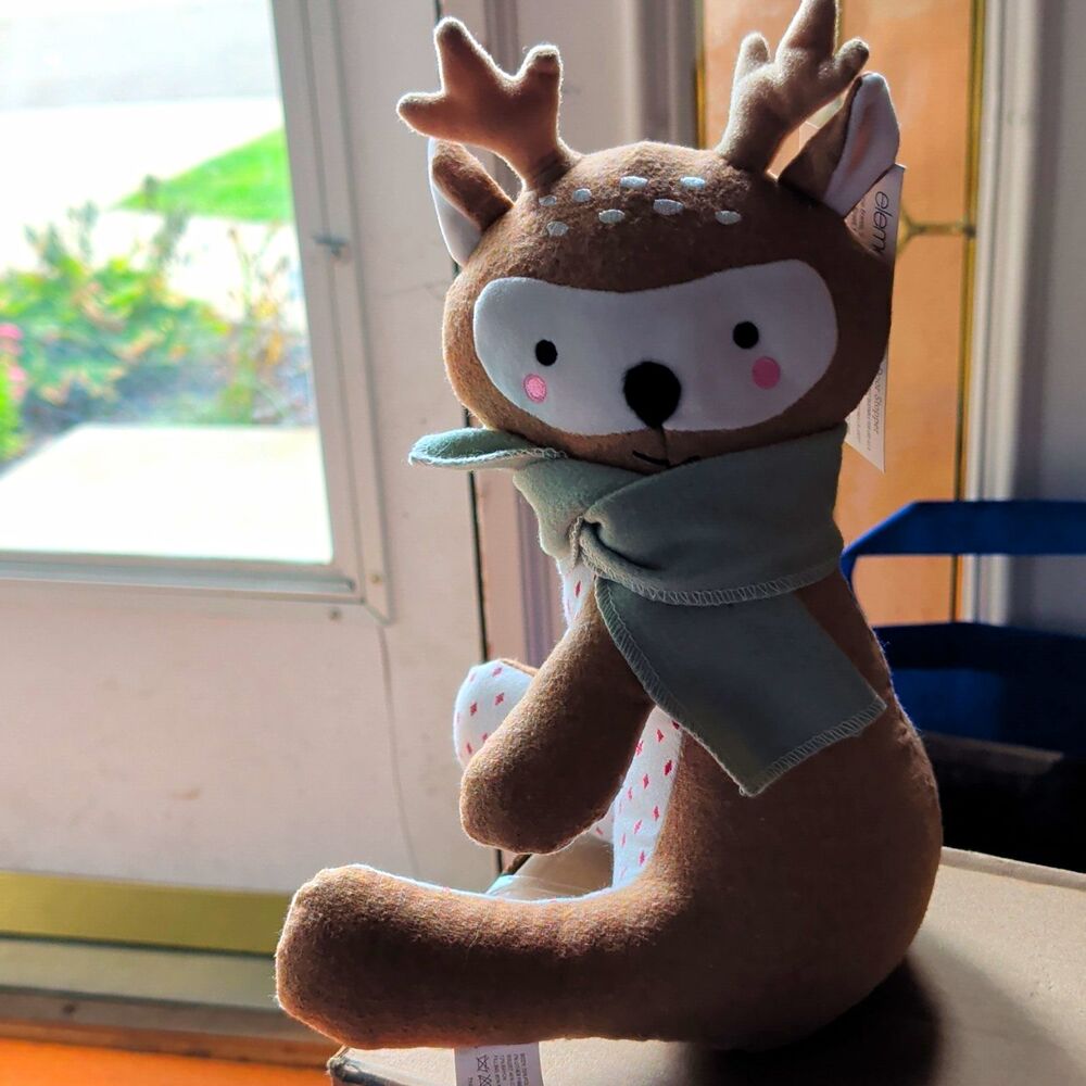 ELEMENTS Freestanding Deer Plush Draft Stopper Door Stopper w/ Scarf